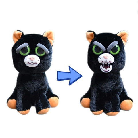Feisty Pets by William Mark- Katy Cobweb™️- Adorable 8.5" Plush Stuffed Halloween Cat That Turns Feisty With a Squeeze!