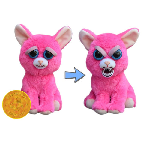Feisty Pets by William Mark- Lady Monstertruck™️- Adorable 8.5" Plush Stuffed Neon Pink Cat That Turns Feisty With a Squeeze!