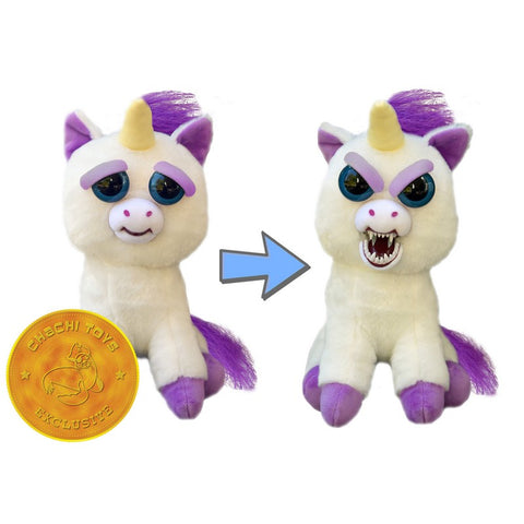 Feisty Pets by William Mark- Glenda Glitterpoop- Adorable 8.5" Plush Stuffed Unicorn That Turns Feisty With a Squeeze!