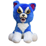 Feisty Pets by William Mark- Freddy Wreckingball- Adorable 8.5" Plush Stuffed Neon Blue Dog That Turns Feisty With a Squeeze!