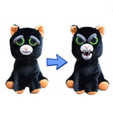 Feisty Pets by William Mark- Katy Cobweb- Adorable 8.5" Plush Stuffed Halloween Cat That Turns Feisty With a Squeeze!